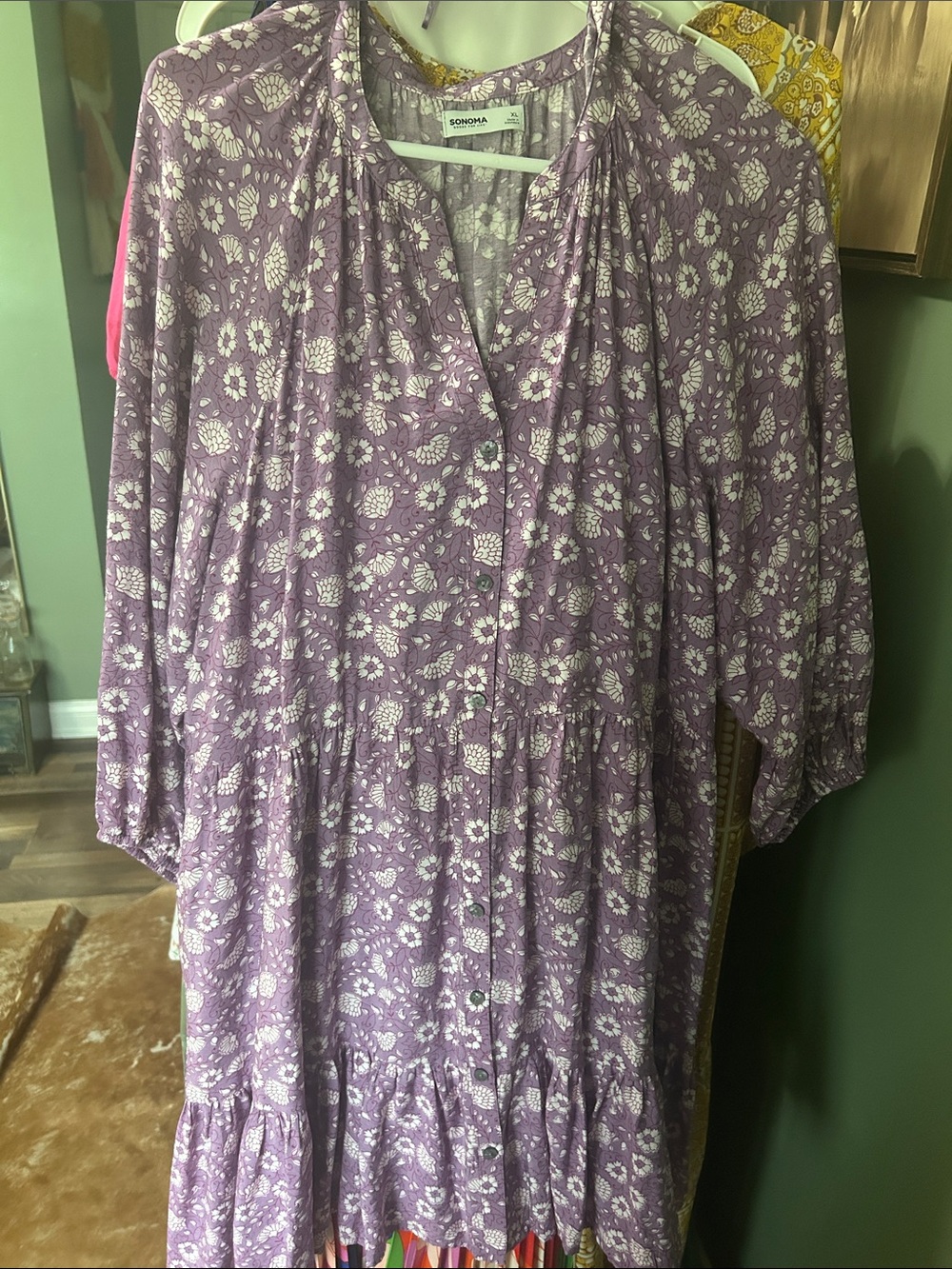 Sonoma Lavender Floral Button-Down Midi Dress